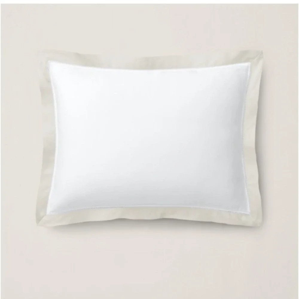 Ralph Lauren Organic Cotton Sateen Border Pillow Sham Parchment Euro‎